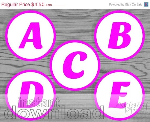 WEEKEND SALE 50% OFF Girly Hot Pink ( magenta ) Alphabet Number for Party Banner Printable Party Decoration Birthday Party Welcome Baby Sho Il_570xn