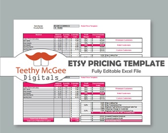 Price Template for Etsy Sellers - Instant Download Editable Business ...