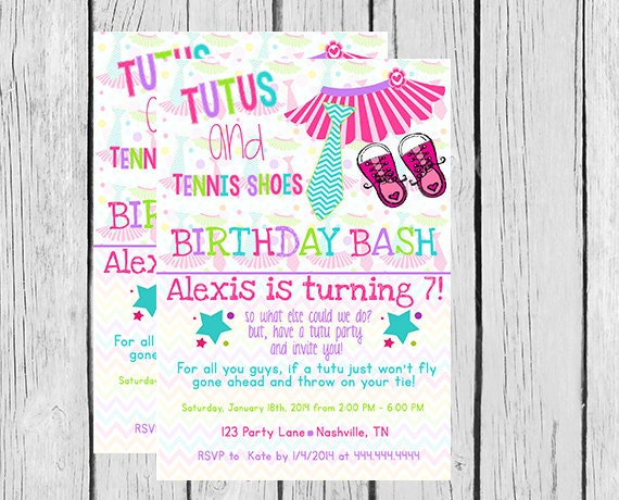 Tutu And Tie Party Invitations 4