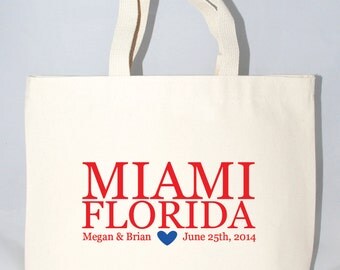 Miami, FL - Custom City, State Scre en Printed Canvas Tote Bags For ...