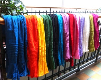 Long Mexican Skirts/ Faldas in different Colors (20.00each) 100% Cotton- Gauze- BOHO- Yoga- Hand Dyed