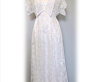 White Lace Dress, Jessica McClintock, Gunne Sax Maxi Dress, Size Small ...