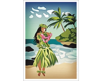 Hawaiian Hula Girl Poster