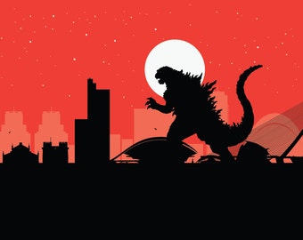 Popular items for godzilla print on Etsy