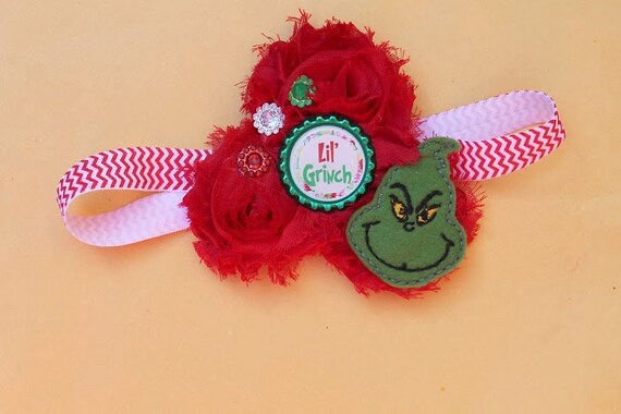 Lil' Grinch headband shabbie headband Christmas