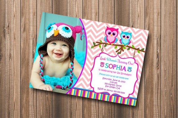 Owl Birthday Invitation Chevron - DIY Personalized Printable Invitation Il_570xn