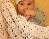 Treasury Item - Blanket /  Spring / Light & Airy / Baby / Crochet / Boy / Girl / White / Ready to Ship