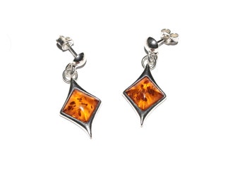 sterling silver earrings with natural Baltic amber