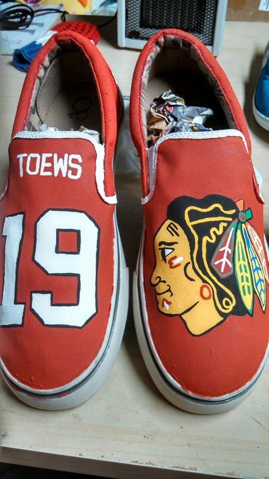 Chicago Blackhawks Hand Painted Shoes
