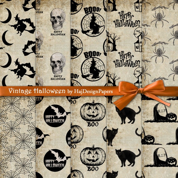 Halloween Digital Paper Vintage Halloween