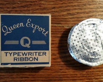 Rare typewriter ribbon in large metal spool, for desktop Underwoods and