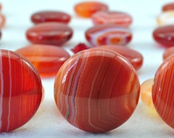 21 pcs of Banded Agate smooth flat coin beads in 18mm