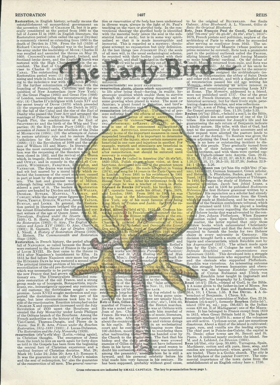 Book Print The Early Bird on Vintage Upcycle Book Page Print Art Print Dictionary Print Collage Print