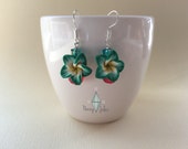 Teal Plumeria Earrings