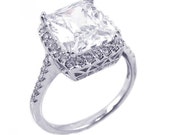 Items similar to Square .925 Sterling Silver CZ Ring on Etsy