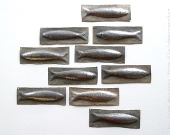 Metal art, Set, 10 Sardines, Nautical Sculpture, Fish, Wall sculpture, Fish tiles, Aluminum, Backsplash, Bathroom, Home decor, Cosé Manzano
