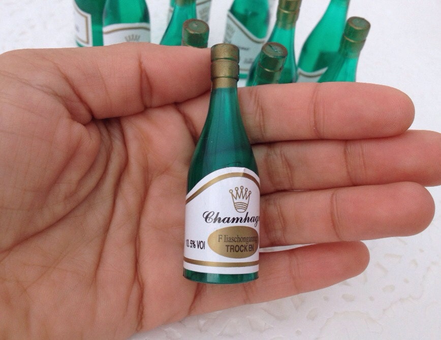 24 2.5 Miniature Plastic Champagne Bottles Party