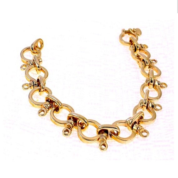 Items similar to Nautical Jewelry 14k Gold Shackle Bracelet Men Women