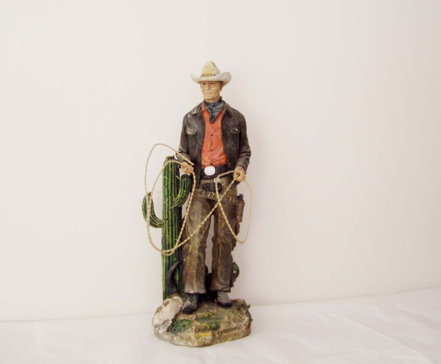 Vintage cowboy figurine vintage resin sculpture of cowboy