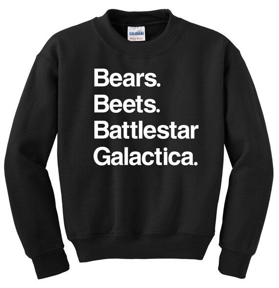 Bears. Beets. Battlestar Galactica Crewneck Sweatshirt by FreshTee