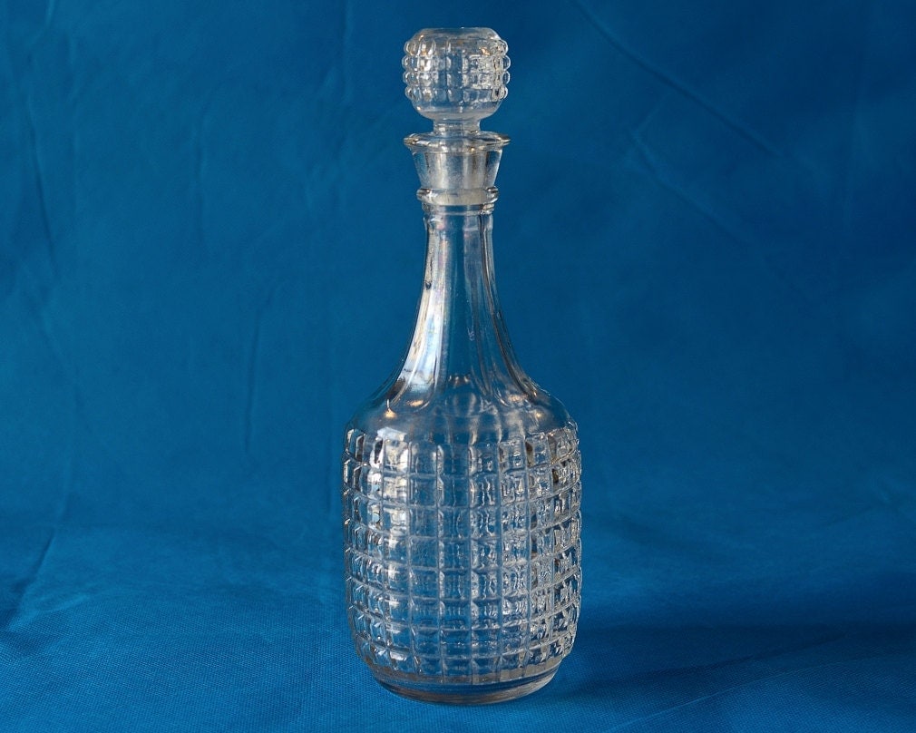 Vintage French Cristal d’Arques Crystal Cut Glass Round Wine Decanter