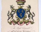 Edmondson Folio Heraldry Engraving Richard Fienes 1700's Coat Of Arms 18th C