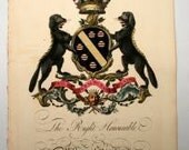 Antique Coat of Arms Family Crest 1700's Edmondson Heraldry William Stourton