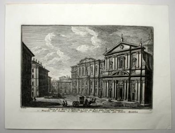 Antique Vasi Copperplate Engraving Print Chiesa Di S. Maria Vallicella Casa Dei