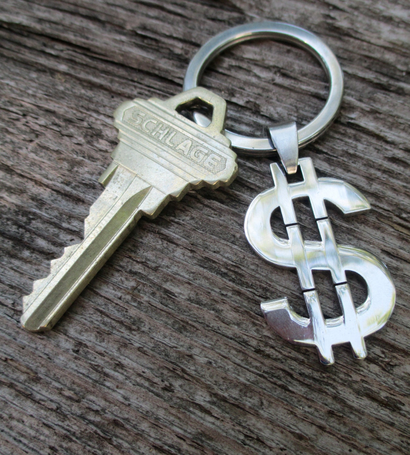 Keychain Dollar Sign Keychain Money Keychain by DebhallDesign
