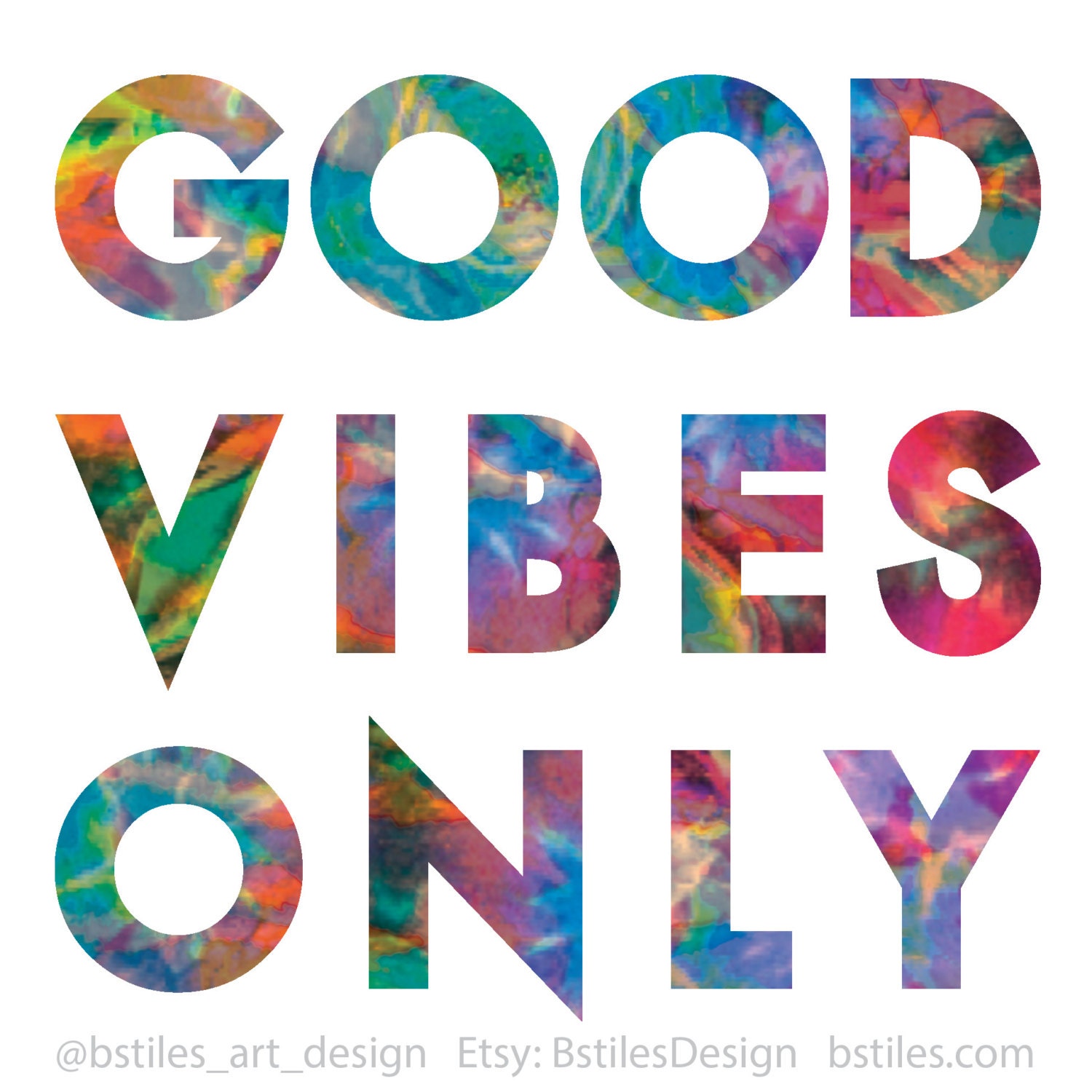 GOOD VIBES ONLY Sticker 6.5x6.5 by BstilesDesign on Etsy