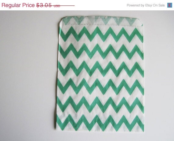 15% off - 12 Aqua CHEVRON Designer Party Favor Bags, Weddings, Birthday, Showers Il_570xn