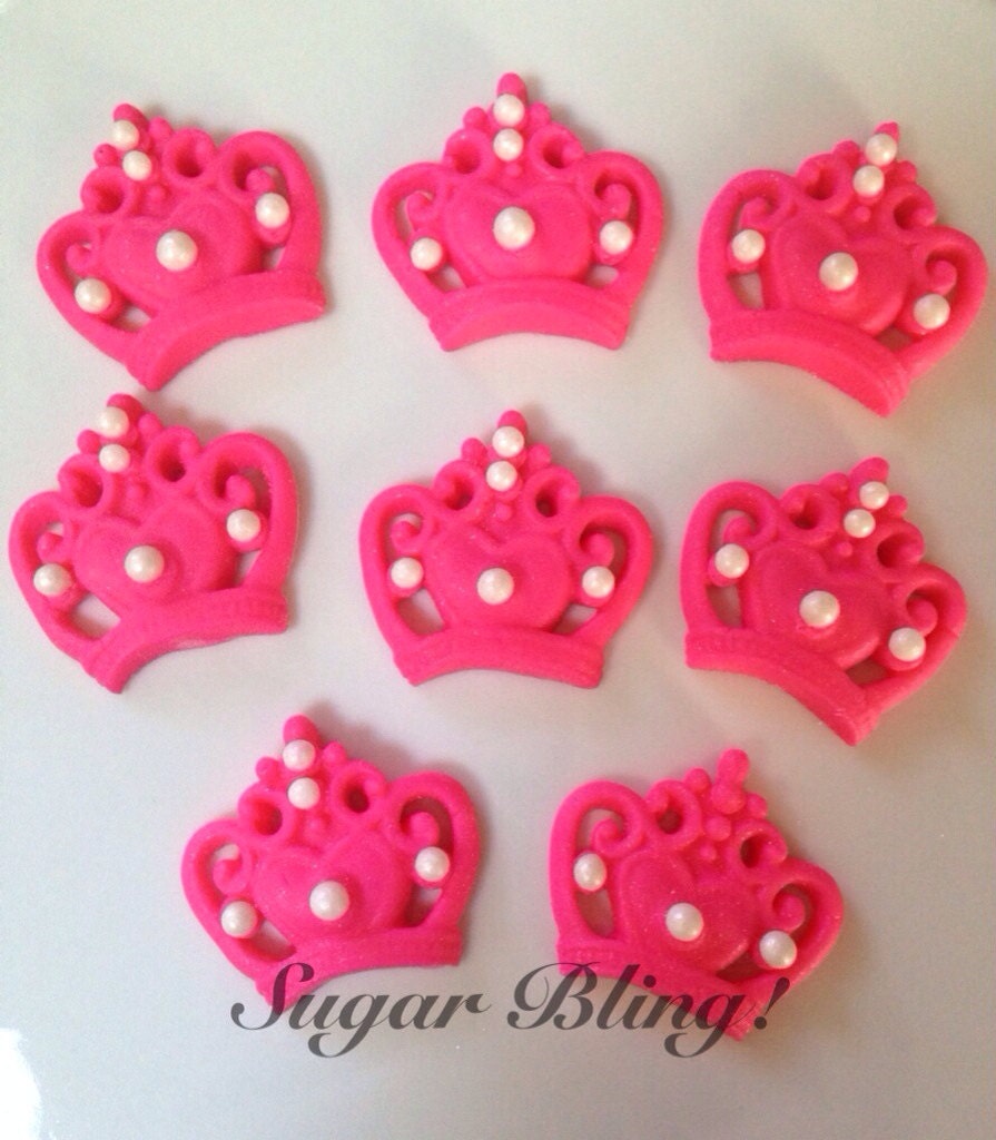 Hot Pink Fondant Crowns