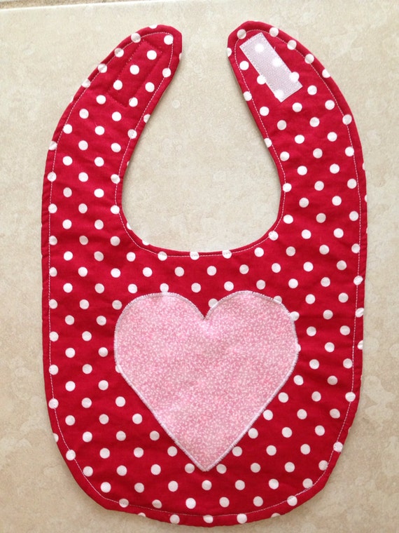Items similar to Baby Girl Red & Pink Heart Bib on Etsy