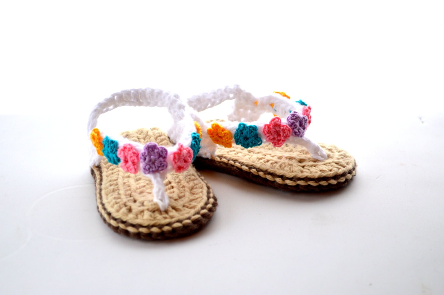 Baby Flip Flops Crochet sandal booties with flowers summer