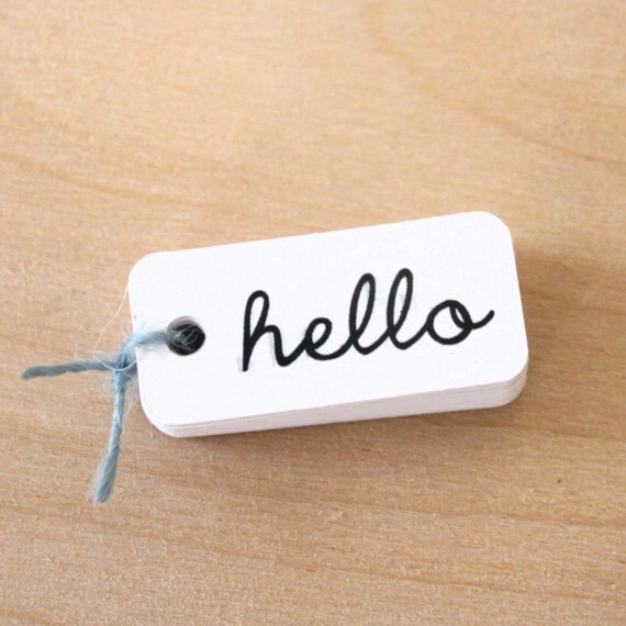 hello tags white handmade gift tags by nicepackagedesign on Etsy