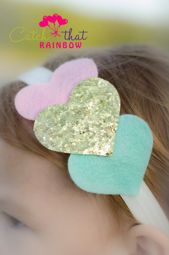 Items similar to Heart headband, pink baby girl headband, sequin heart