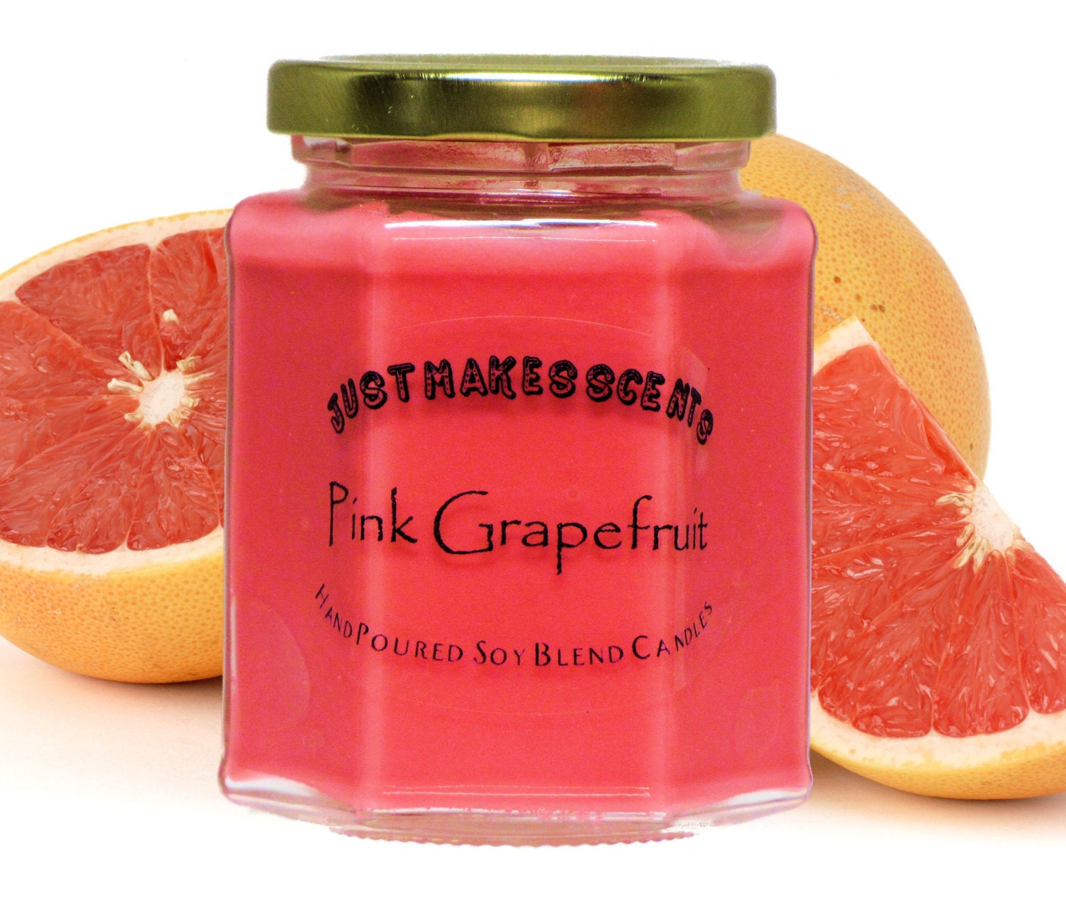 Pink Grapefruit Candle Made With Blended Soy Wax Free