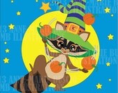80% OFF Halloween ONEZY raccoon 4 ,clipart, vector graphics, digital clipart, instant download AMB-291 Il_170x135
