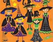 80% OFF LITTLE WITCHESclipart, commercial use, vector graphics, digital clip art, digital images - AMB-214 Il_170x135
