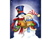 80% OFF Printable Christmas cards DIY instant download - Snowmen carolling AMB-627 Il_170x135
