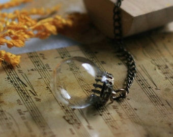 No.4816 x1 Set transparent 12mm opening glass globe vials necklace pendant, glass bottles, come with bronze cap,free 70cm necklace chain