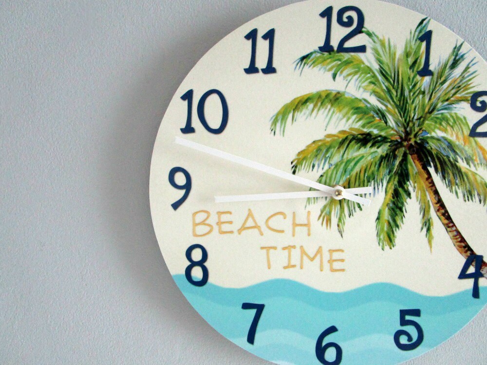 Beach House Wall Clock Tropical Palm Tree Clock Beach Time