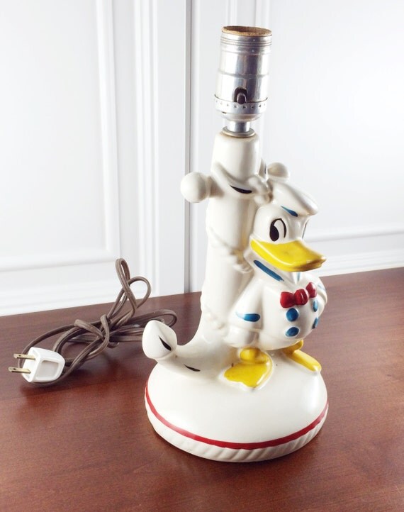 Vintage Leeds Donald Duck Ceramic Lamp 1940's