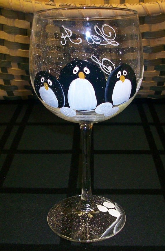 Penguins Christmas Wine Glasses Christmas Wikii