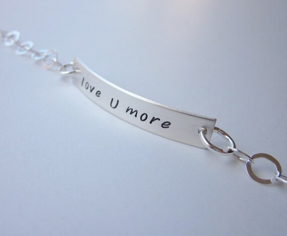 Love You More Bracelet in Sterling Silver Personalized Silver Bar ...