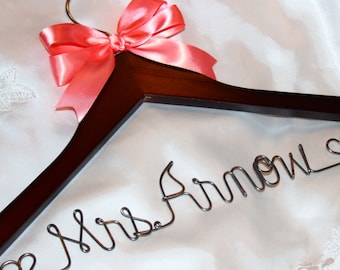 Wedding hanger, wedding dress hanger, bride hanger, bridal hanger, custom hanger, personalized hanger, Mrs wedding hanger, hanger