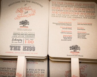 DIY - Wedding Program Fan Kit, Order of Service Fan, Wedding Program Fans, Kraft Paper Wedding Program