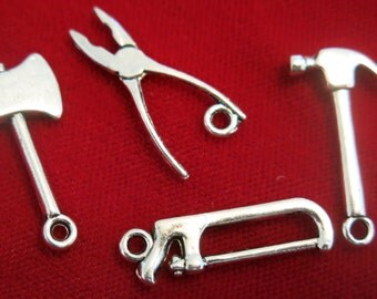 8pc "tool box" charms in antique silver style (BC139)