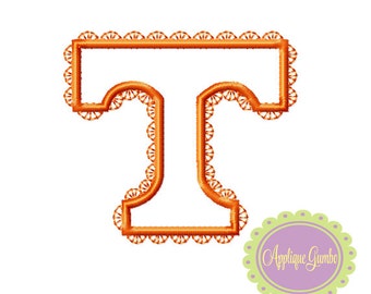 Girly Tennessee Vols T Machine Embroidery Applique Design