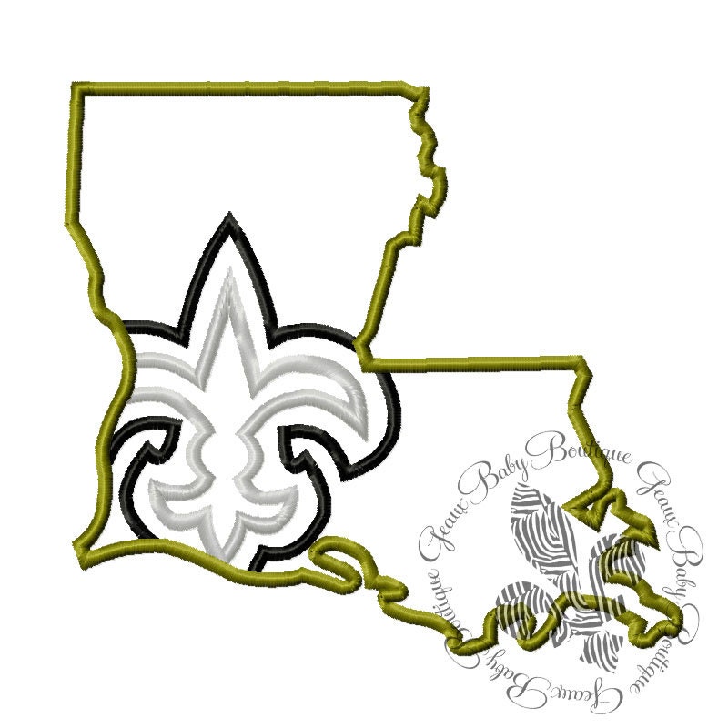 Fleur De Lis Louisiana State Machine Embroidery Applique